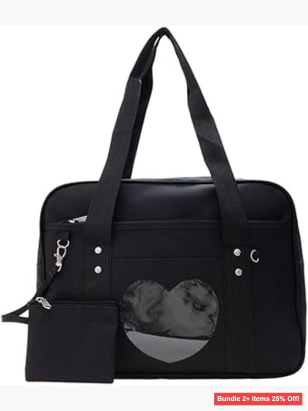 Large Heart Window Shoulder Bag Oxford PVC Anime Cosplay Tote 10L